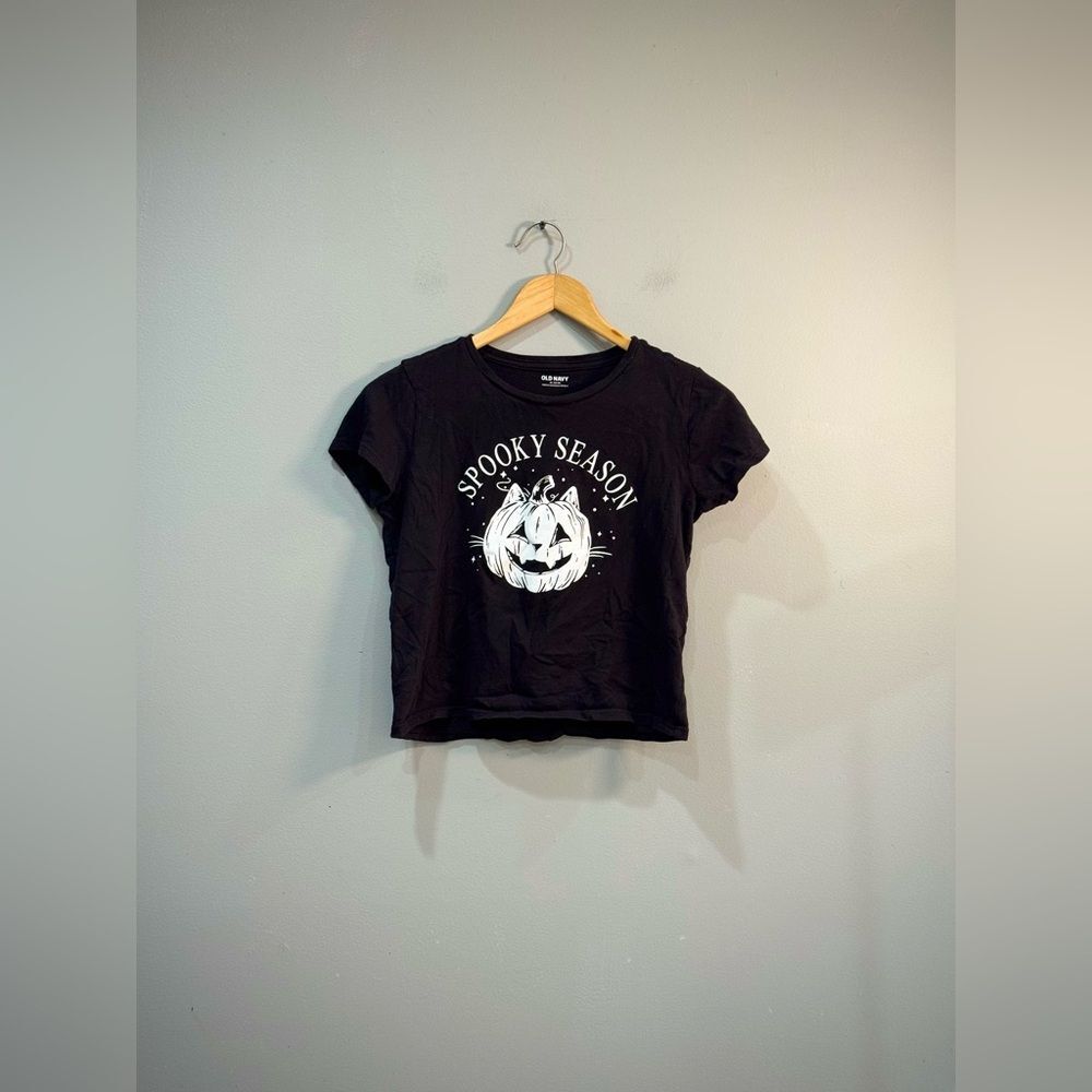 Girls Black Old Navy Spooky Season Pumpkin Tee Size XL (14-16) EUC